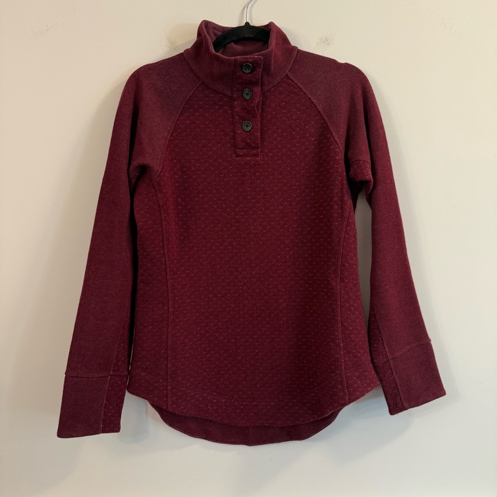Women’s Prana Maroon button detail Cowl Neck Sweater size XS